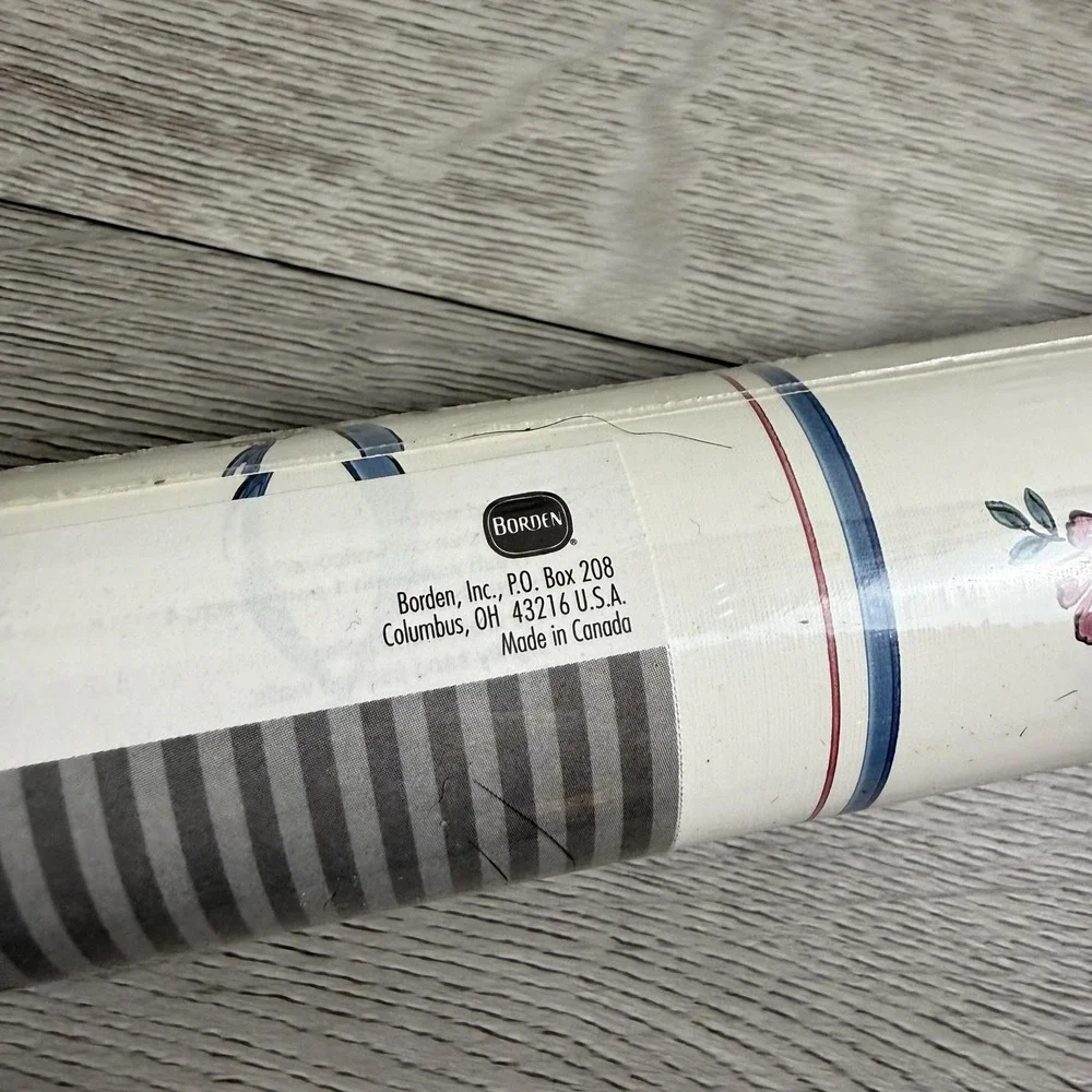 Borden Vinyl Coated Wallpaper Roll White Floral Country Stripe Prepasted WC4252
